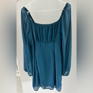 Altar'd State Teal Dress with Flowing Sleeves